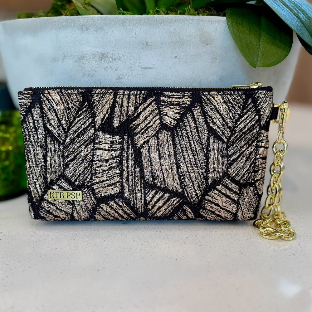 Black and Gold Brocade Clutch