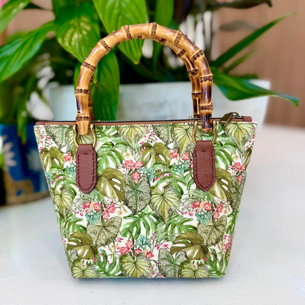 Monstera Mambo Jacquard Print Handbag