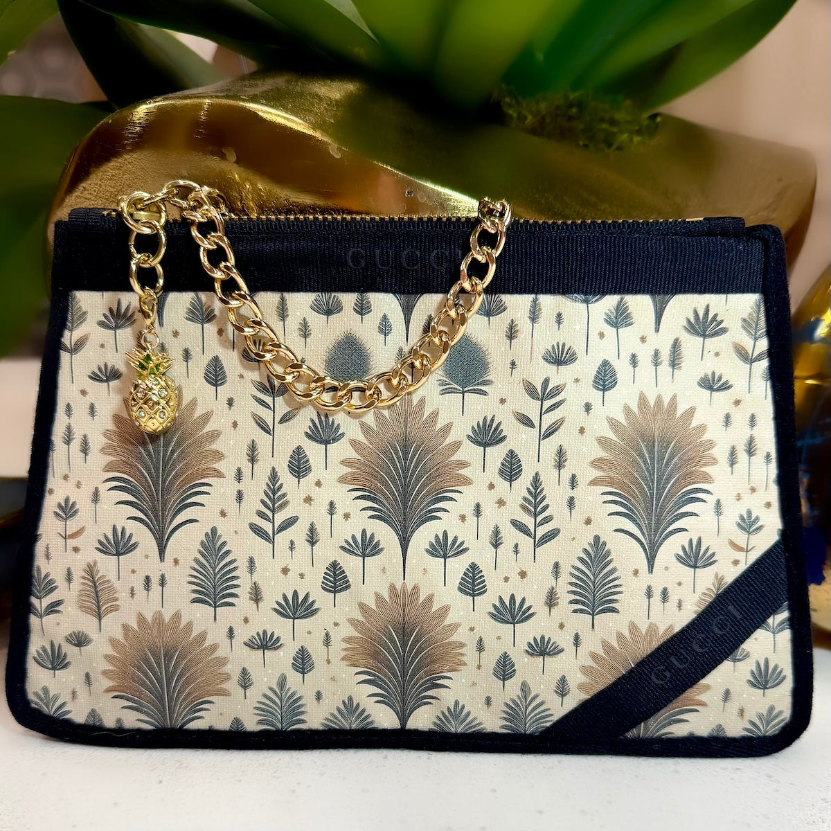 KFB Leaf Print Zip Pouch