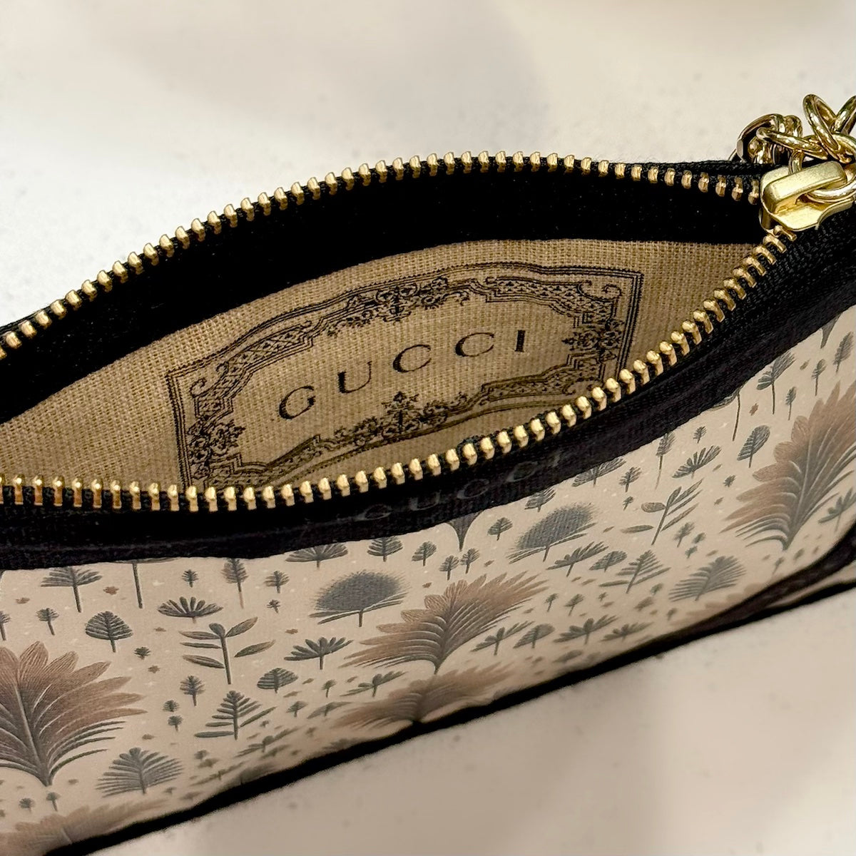KFB Leaf Print Zip Pouch
