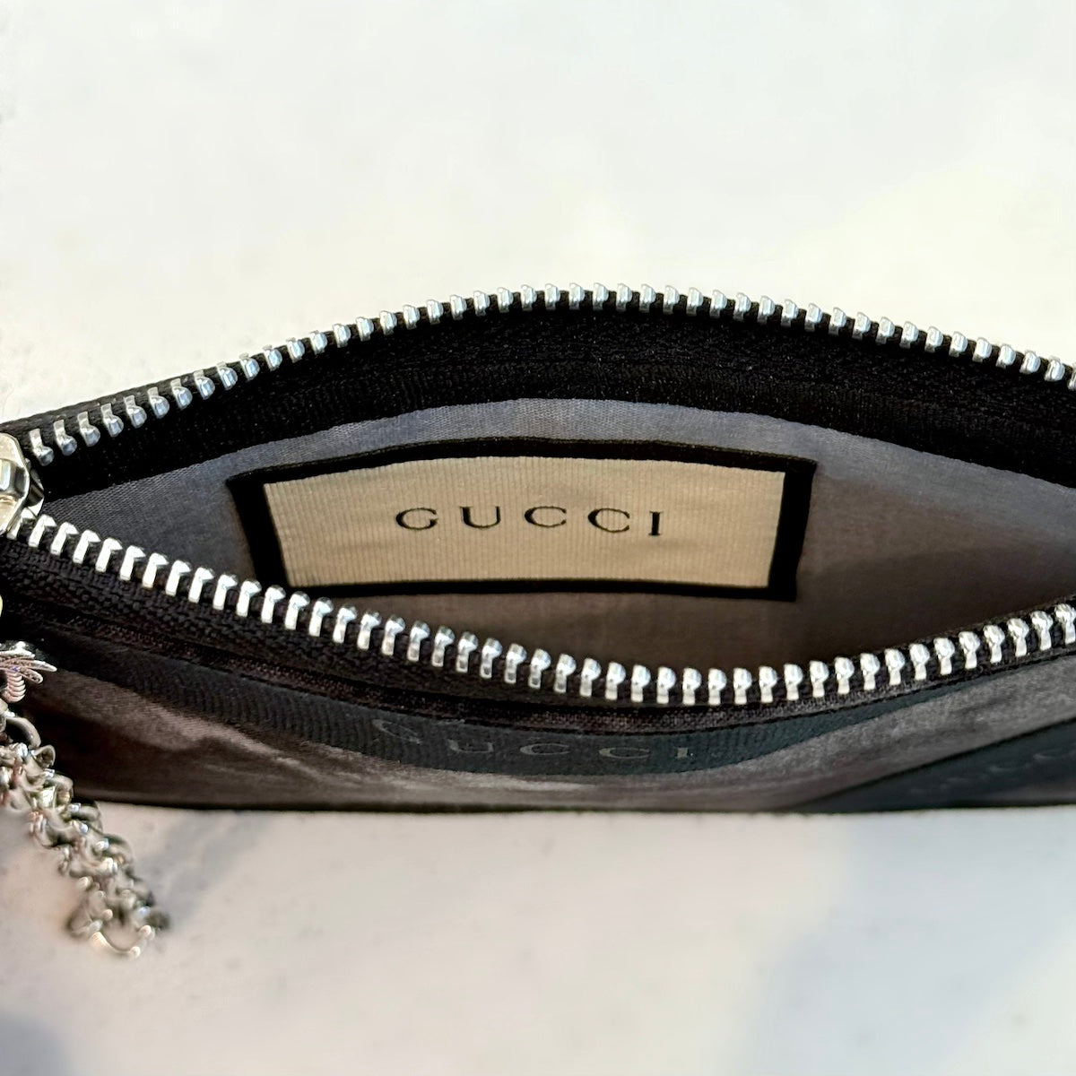Black & Grey / Vegan Leather Zip Pouch
