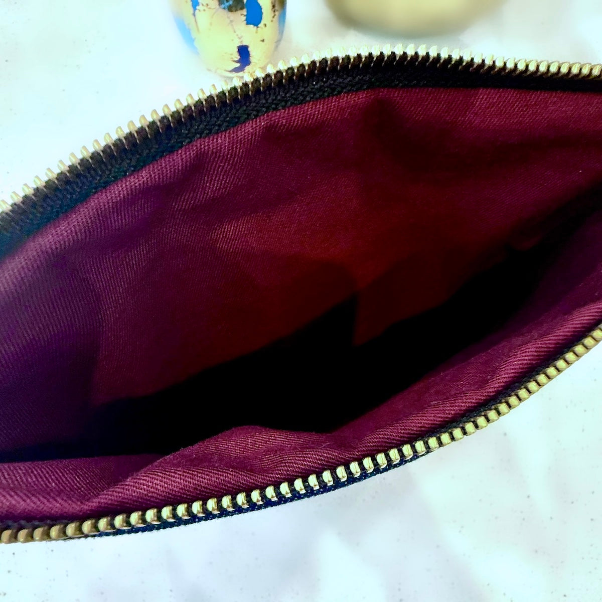 KFB Lion Print - Dark Denim & Burgundy Zip Pouch