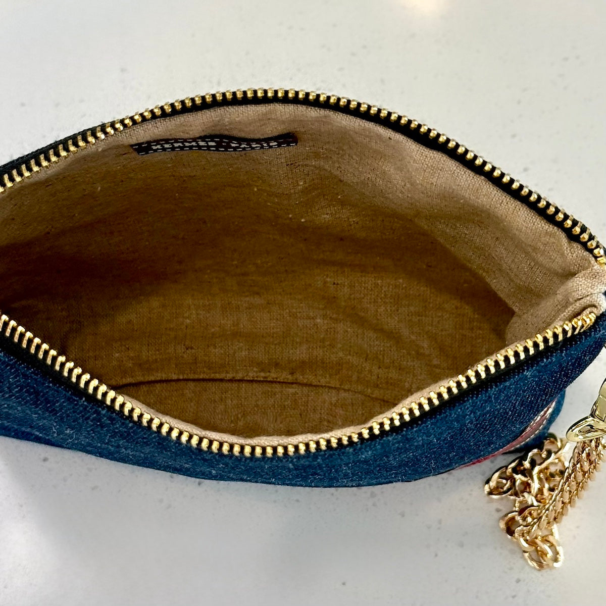 Dark Denim & Burgundy Cosmetics Bag / Pouch