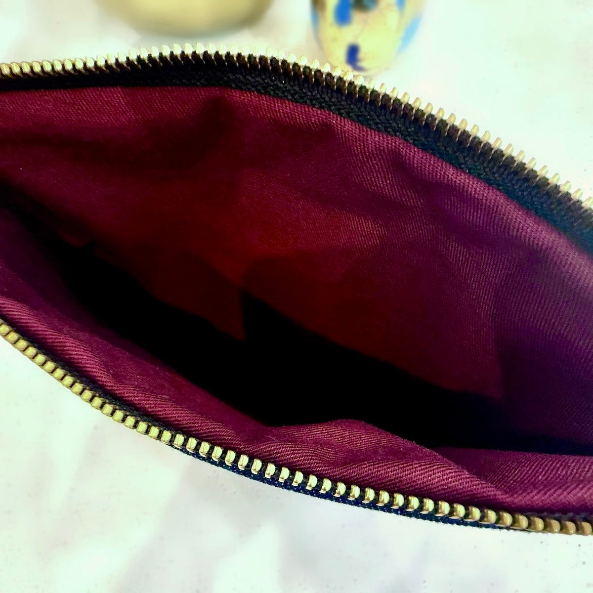 Jungle Stripe & Burgundy Zip Pouch