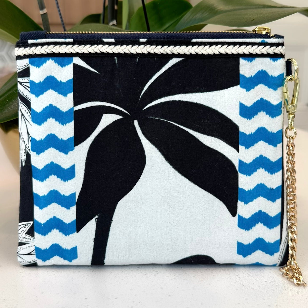 Blue Palm Clutch