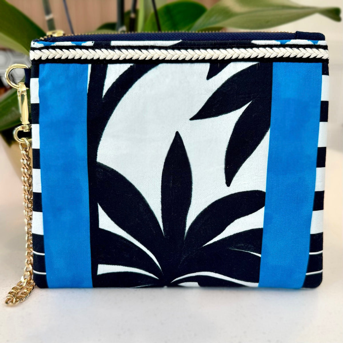 Blue Palm Clutch