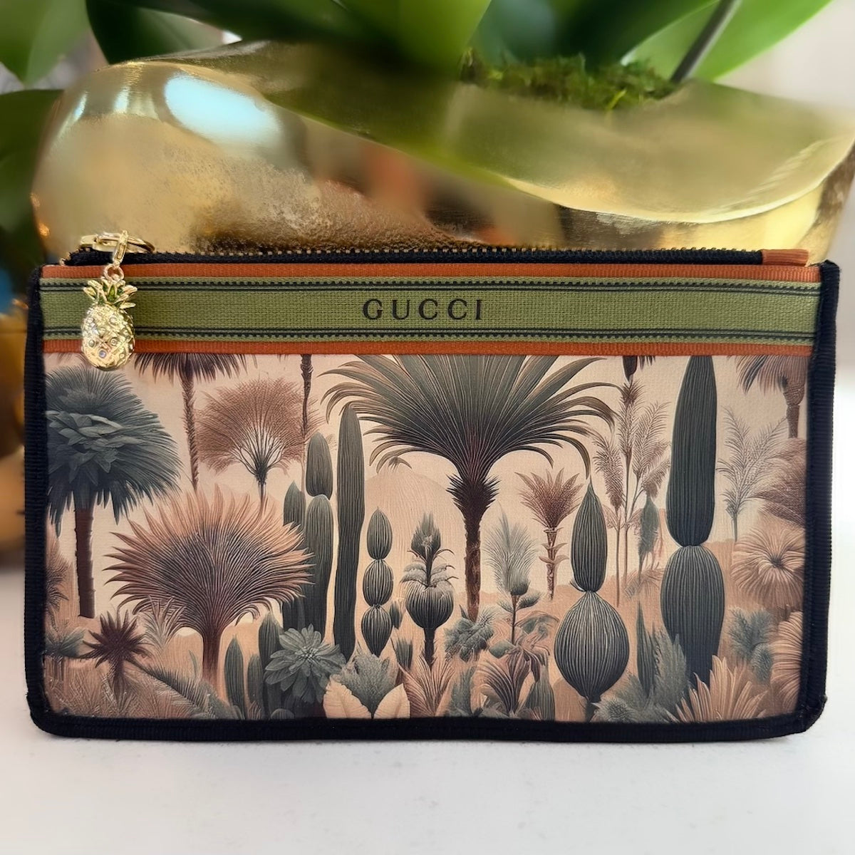 KFB Desert Print / Brown Leather Zip Wallet